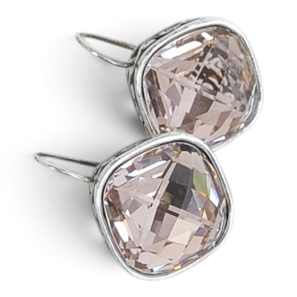 Brighton Venus Rising Peach Crystal Cushion Drop Earrings Silver Retired - Picture 3 of 5